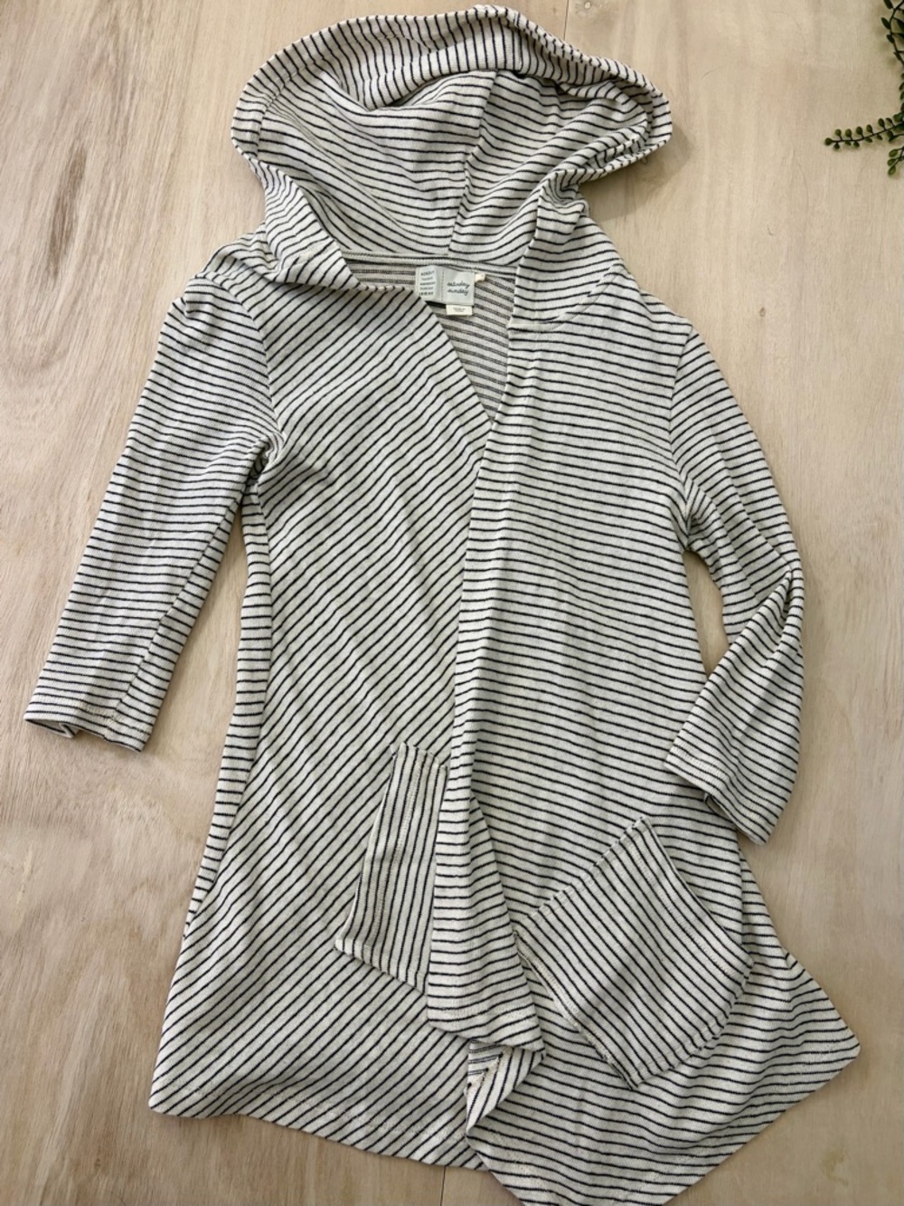 Saturday Sunday Anthropologie Striped Hooded Cardigan Open Front Size XS